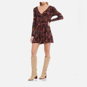 Free People Long-Sleeve Floral Mini Dress/Tunic